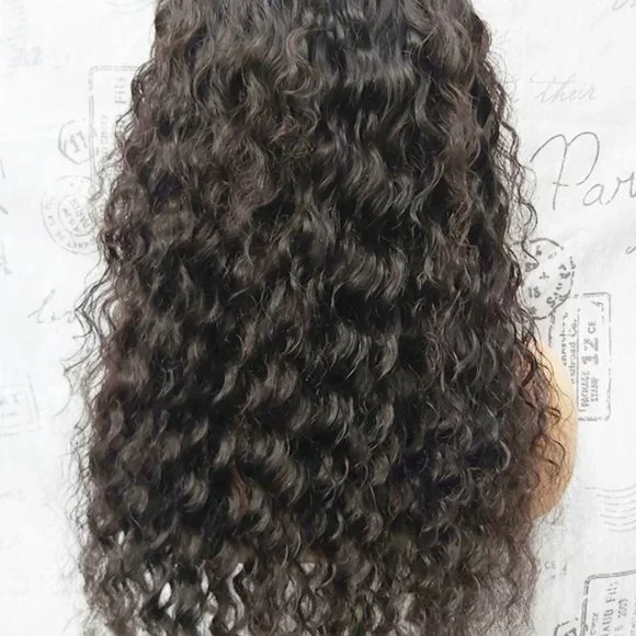 24" 100% Human Hair Wavy Curly Lace Frontal Wig (s1) - Picture 3 of 8
